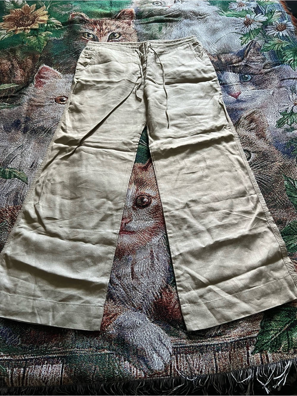 Lacoste Linen Light Beige Drawstring Chinos